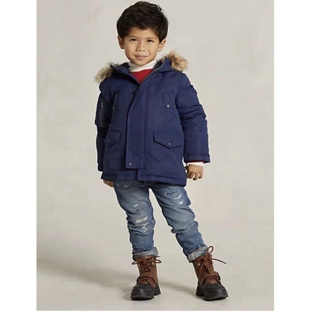 Boys Polo Ralph‎ Lauren Water-Resistant Down Parka Coat Sz 7 Nice